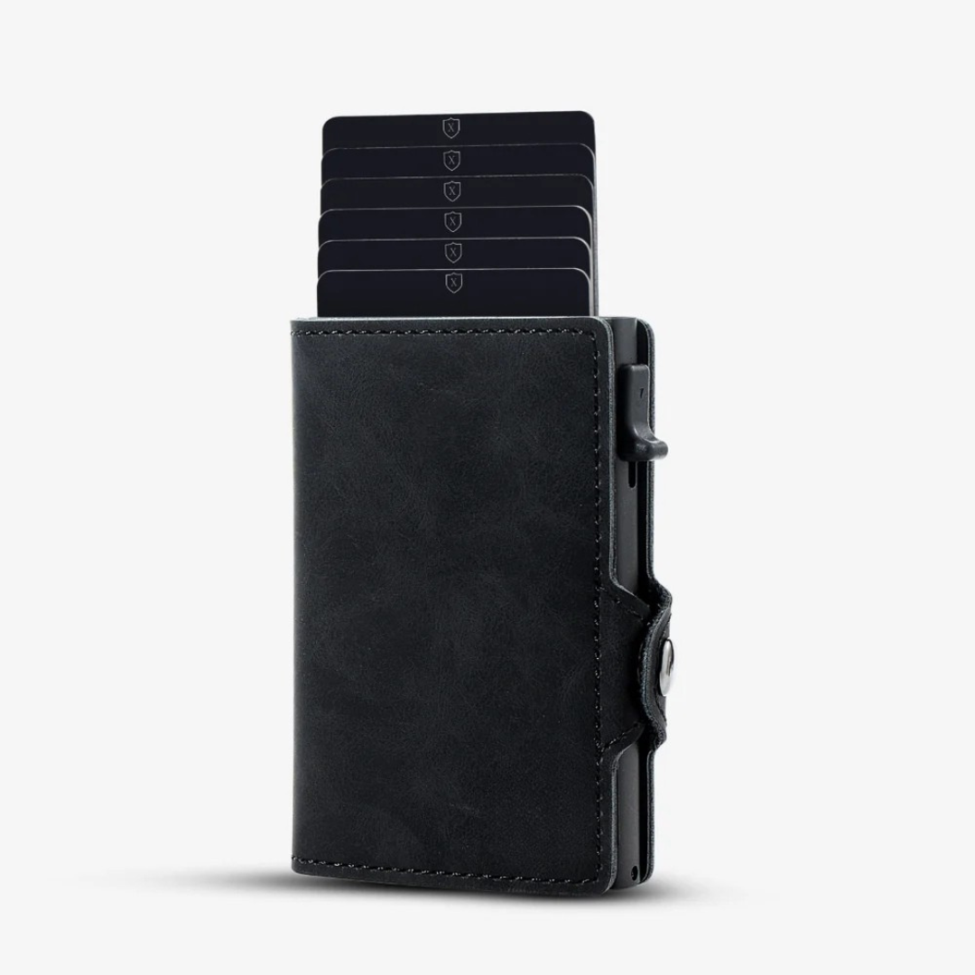 Geantă luxoasă cu protecție RFID și design compact