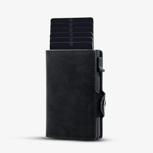 Geantă luxoasă cu protecție RFID și design compact