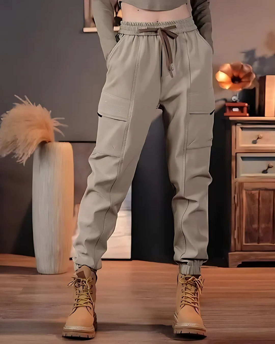 Pantaloni Casual Unisex cu Mai Multe Buzunare 