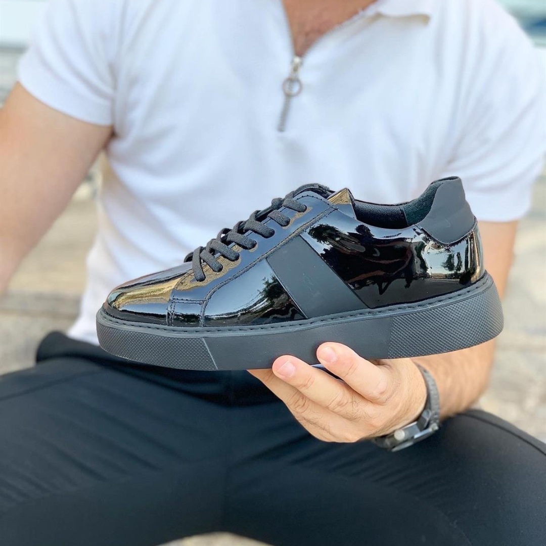 Adidași din piele pentru bărbați, cu talpă mare și design urban elegant 