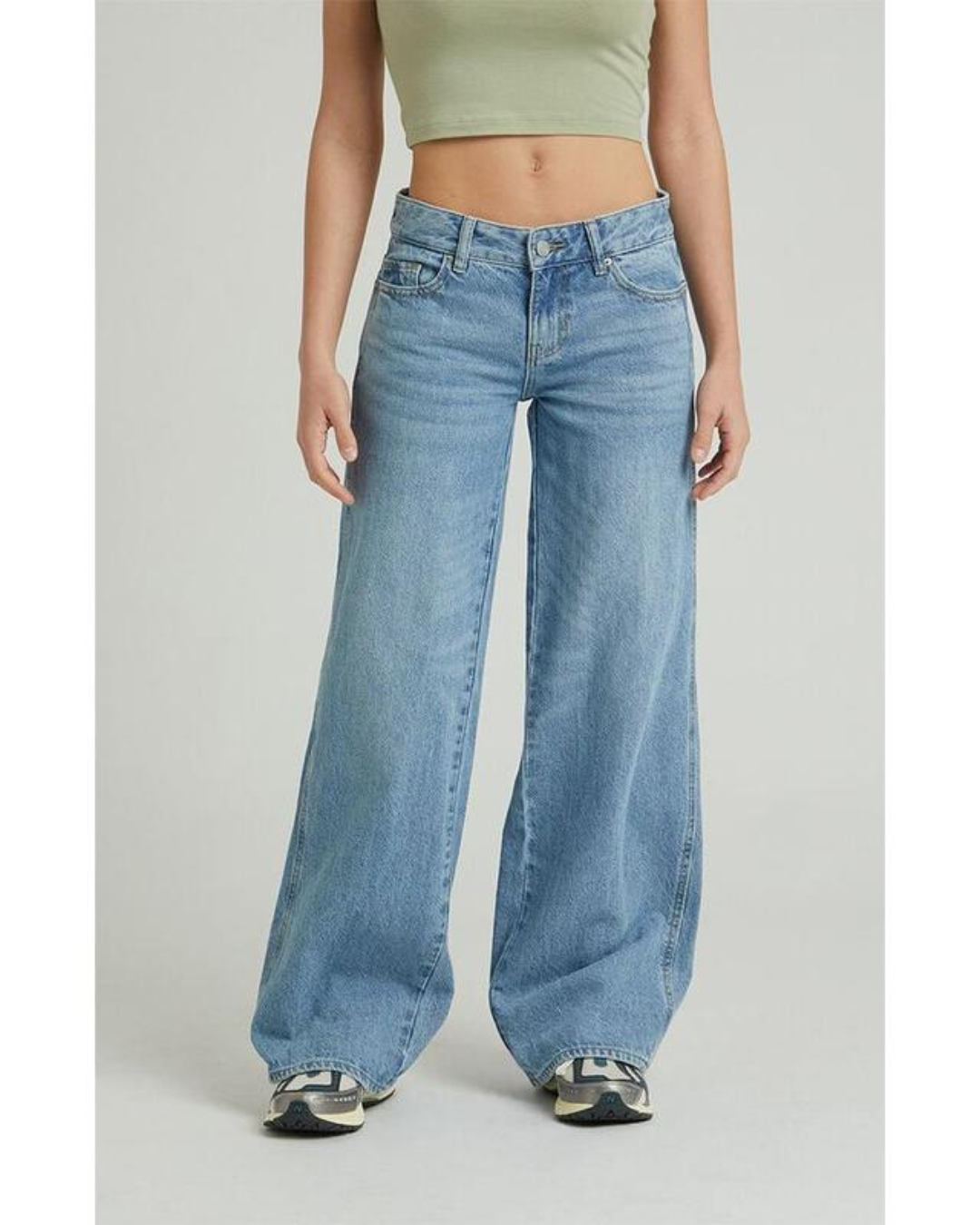 Blugi Largi cu Talie Joasă de Damă 