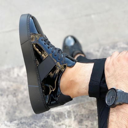 Adidași din piele pentru bărbați, cu talpă mare și design urban elegant 