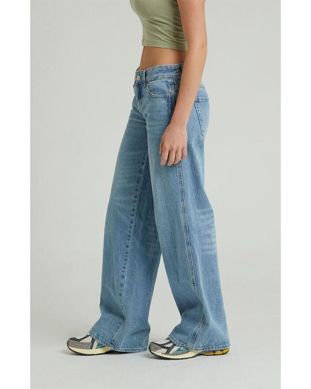 Blugi Largi cu Talie Joasă de Damă 