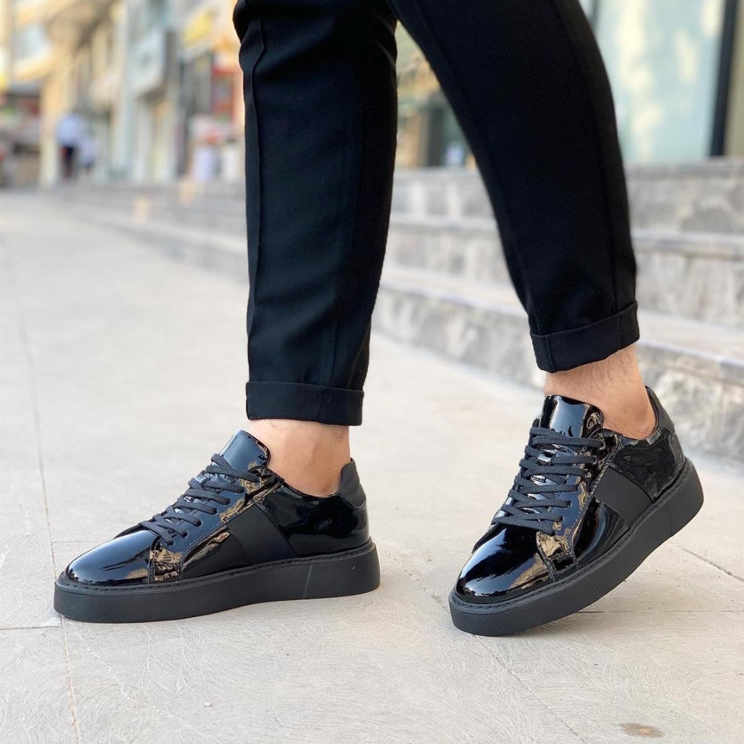 Adidași din piele pentru bărbați, cu talpă mare și design urban elegant 