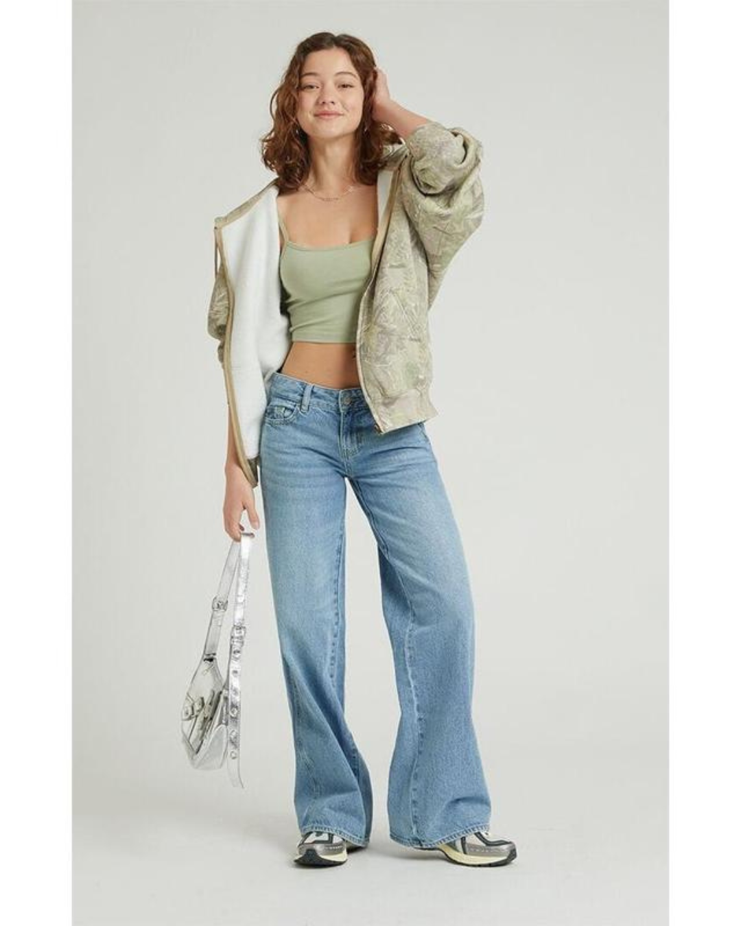 Blugi Largi cu Talie Joasă de Damă 