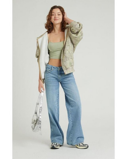 Blugi Largi cu Talie Joasă de Damă 