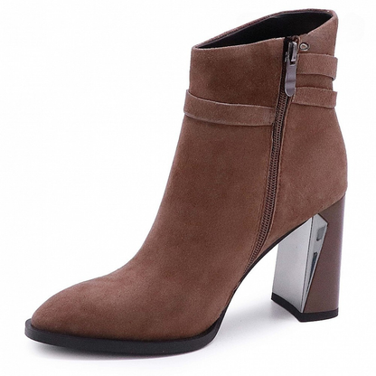 Cizme Elegante din Leather Întoarsă cu Toc Înalt® 