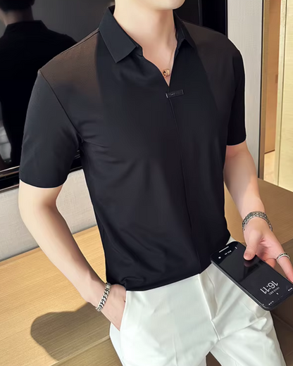 '-Elasticitate Ridicată, Ușoară, Moale și Rezistenta la încrețire Cămașă Polo Pentru Bărbați în Culoare Solidă 