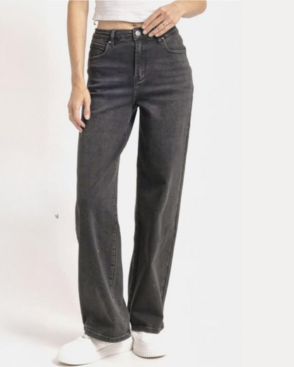 Blugi Pentru Femei cu Talie înaltă, Picioare Largi și Buzunare Multiple