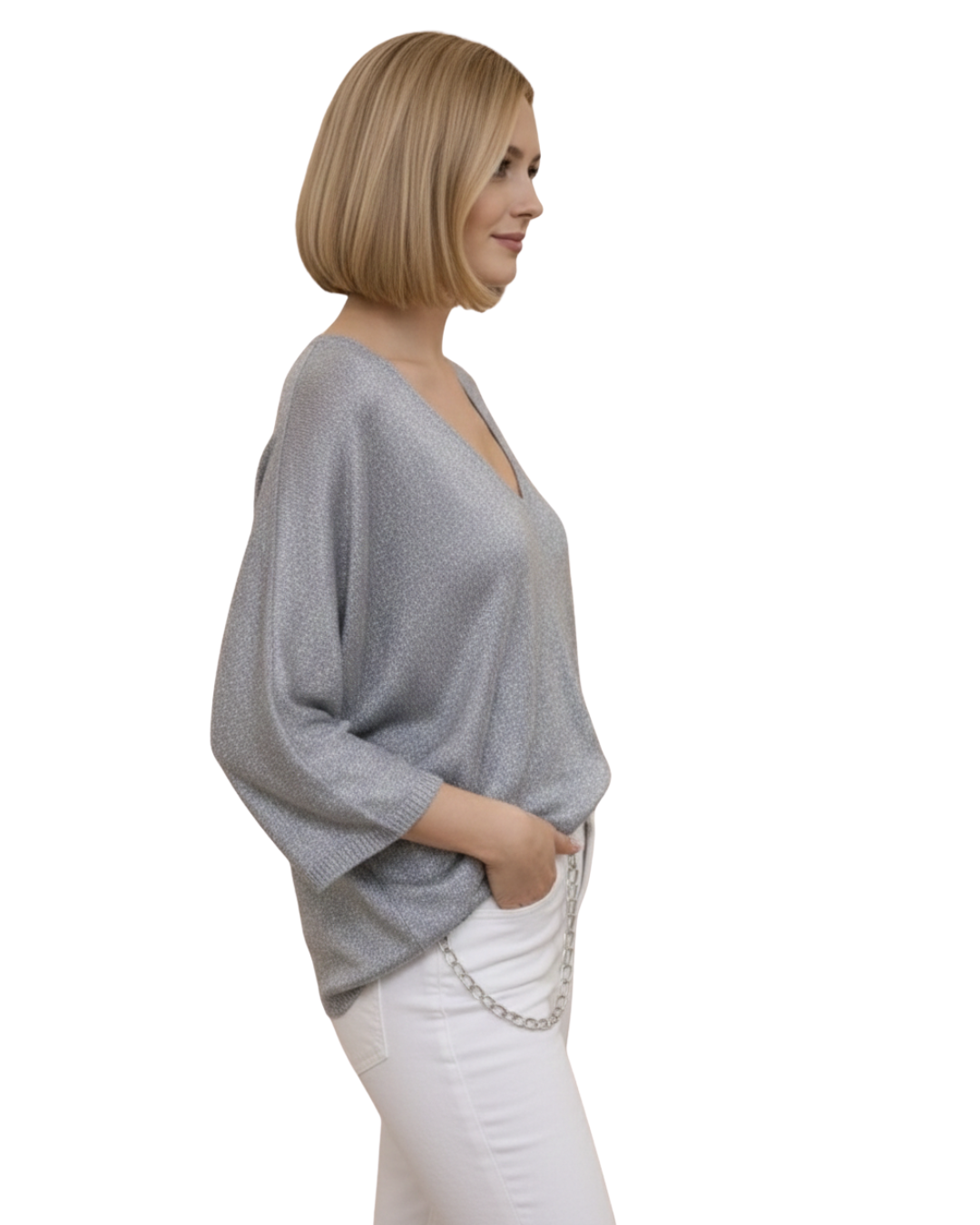 Bluză Premium cu Decolteu în V și Finisaj Strălucitor®