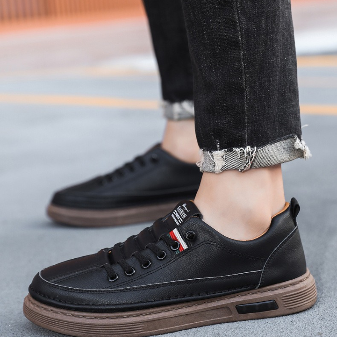 Adidasi casual din piele naturală, cu senzație flexibilă, fără picioare goale 