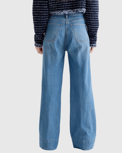 Blugi cu Picior Larg, Talie Înaltă și Abdomenului Control 